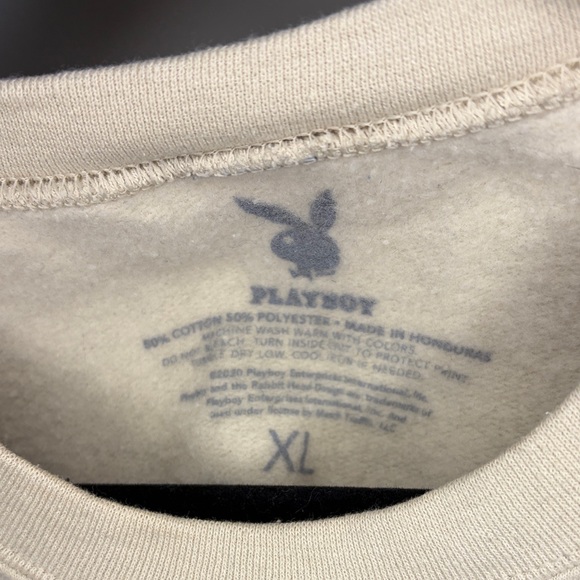 Playboy Cream Sweatshirt with Purple and Blue Accents - Picture 3 of 4